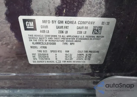 2020 Buick Encore Gx Awd Preferred из США, поврежденный, VIN KL4MMCSLXLB104089